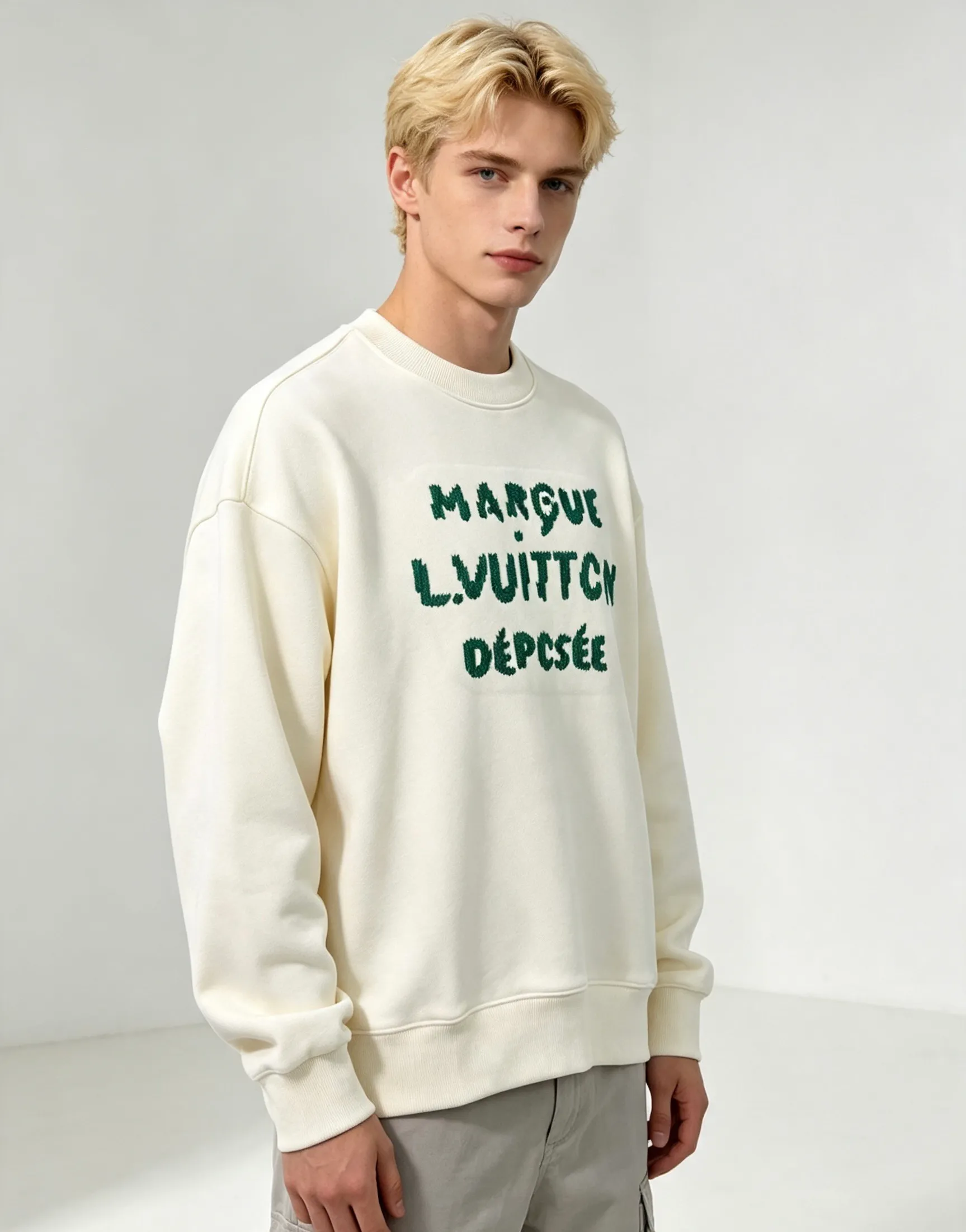 Louis Vuitton/Louis Vuitton woven letter embroidered crew neck sweatshirt